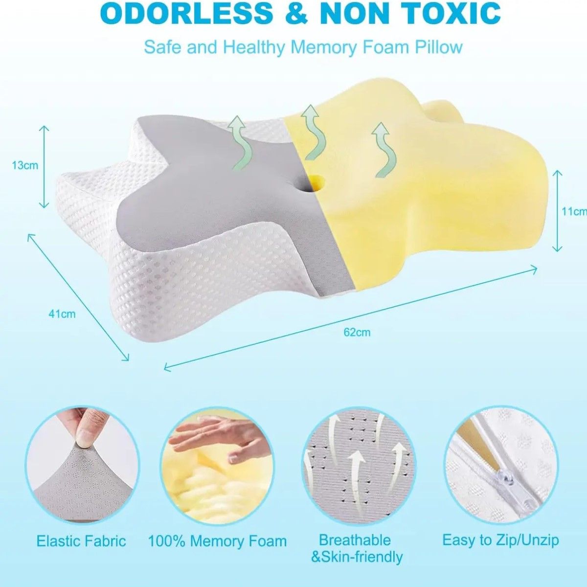 GENERICO - Almohada Ortopédica Cojín Cuello Memory Foam Cervical BELUG