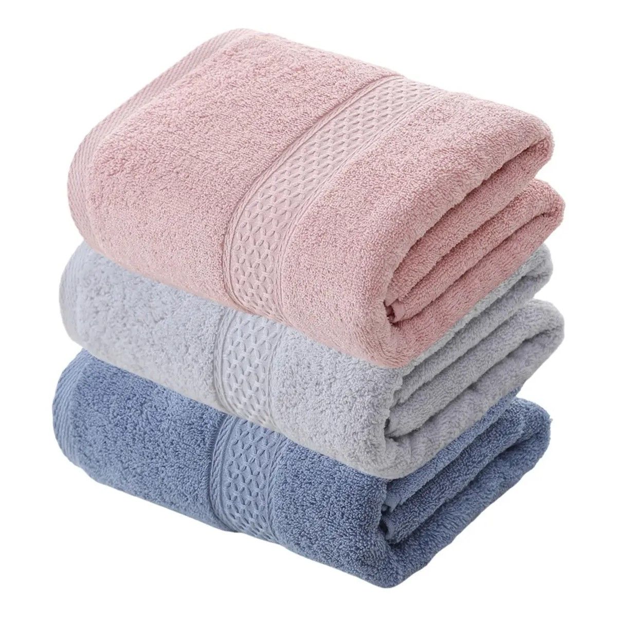 GENERICO - Pack 3 Toallas De Baño Cuerpo 100% Algodon Suave Absorbente BELUG