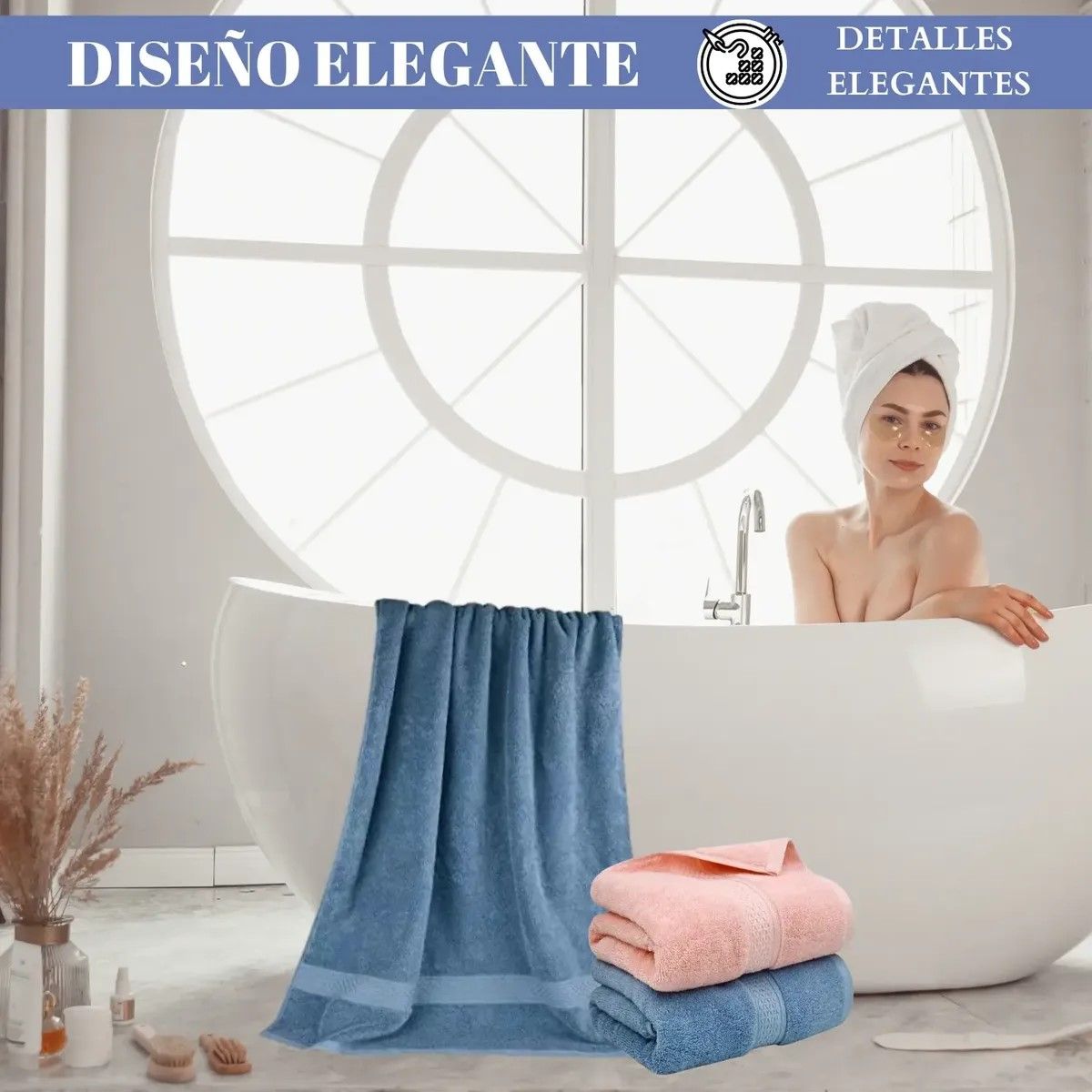 GENERICO - Pack 3 Toallas De Baño Cuerpo 100% Algodon Suave Absorbente BELUG
