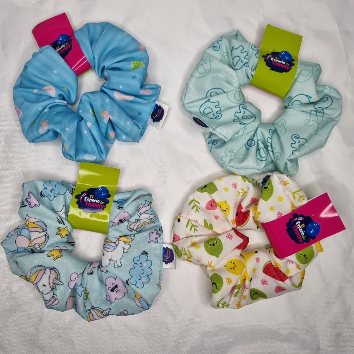 EL ESPACIO DE TOMMY - Set 4 scrunchies para niñas y mujeres antifluido 3