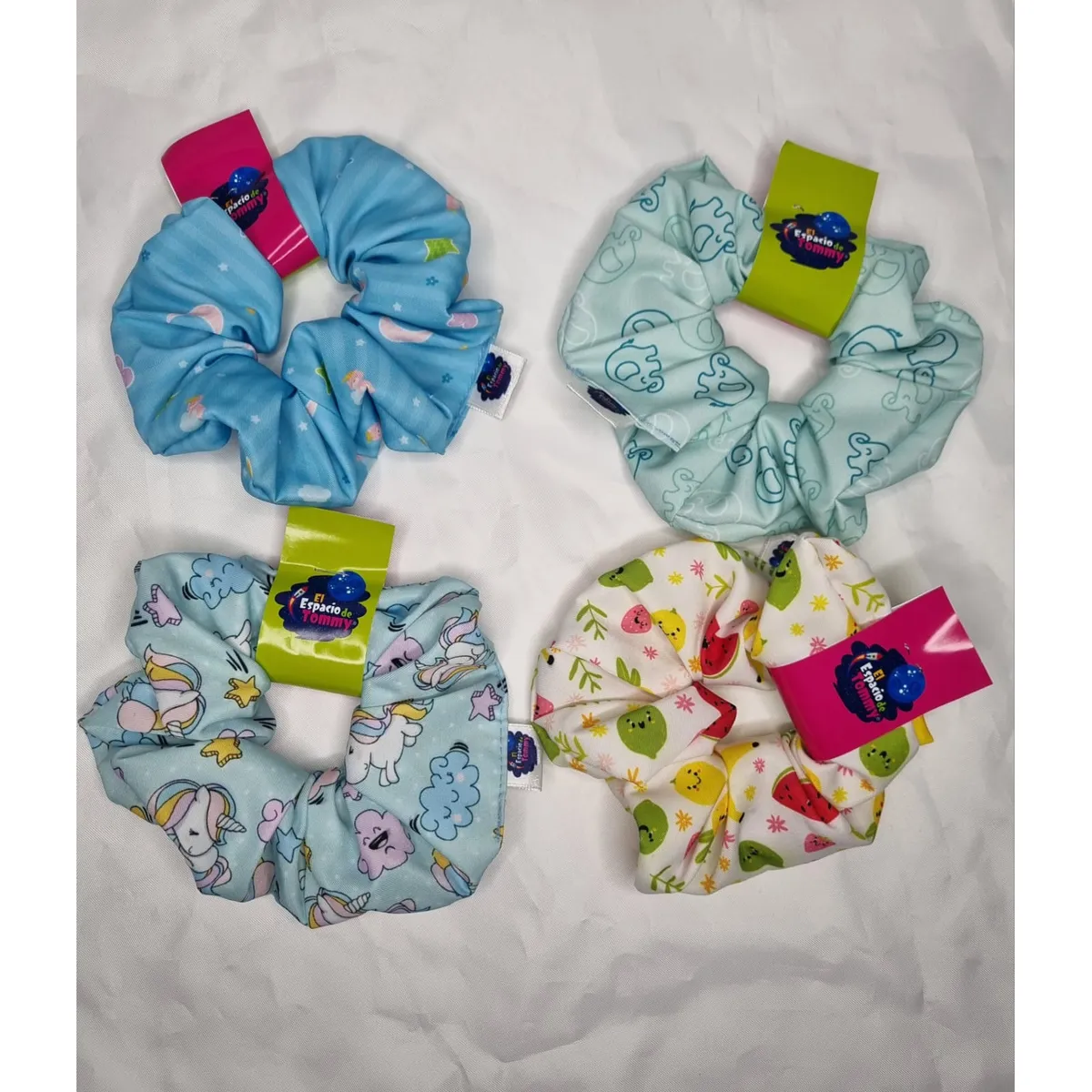 EL ESPACIO DE TOMMY - Set 4 scrunchies para niñas y mujeres antifluido 3