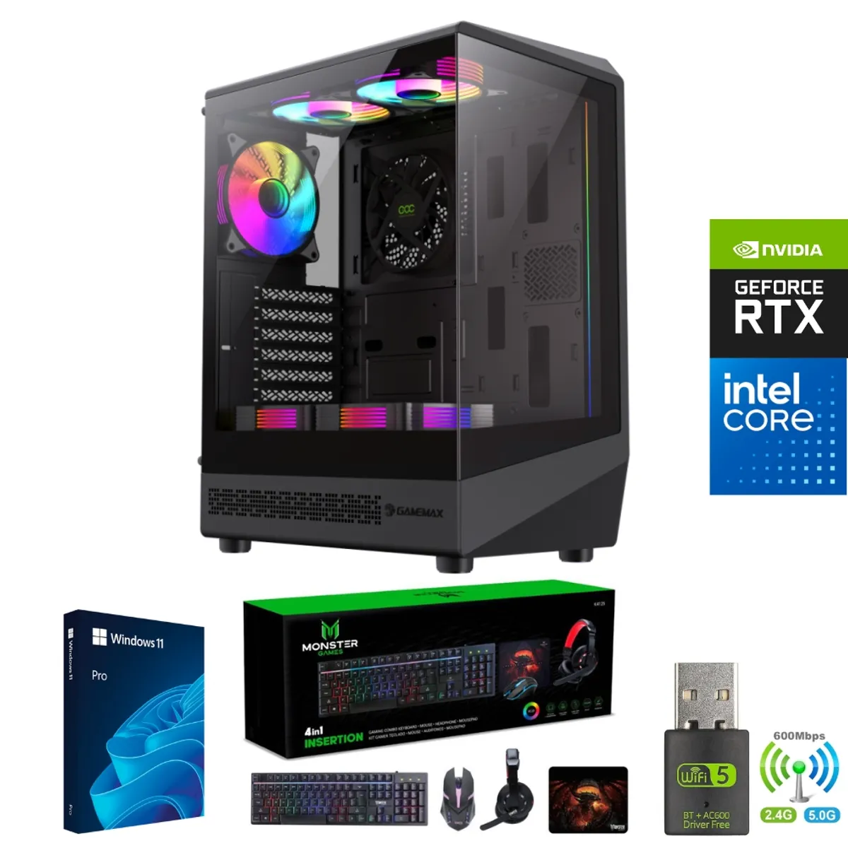 INTEL - Pc Gamer Intel Core i5-12400F - 32GB RAM - RTX 5060TI - 2TB - Wifi - COC-B