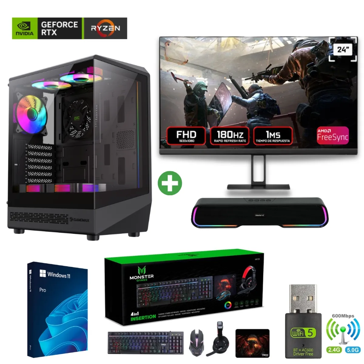 AMD CORP - Pc Gamer AMD 7 5700X - 32GB - RTX 5060 - 2TB (Parlante + Monitor 24") COC-B