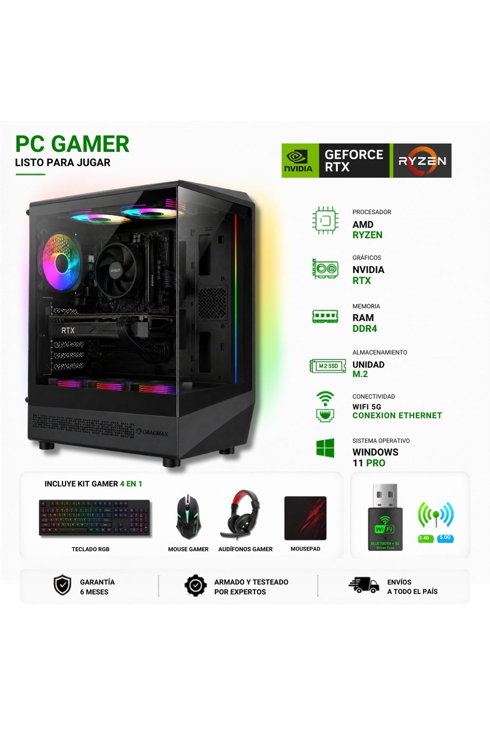 AMD CORP Pc Gamer AMD Ryzen 7 5700X - 32GB RAM - RTX 5060 - 2TB
