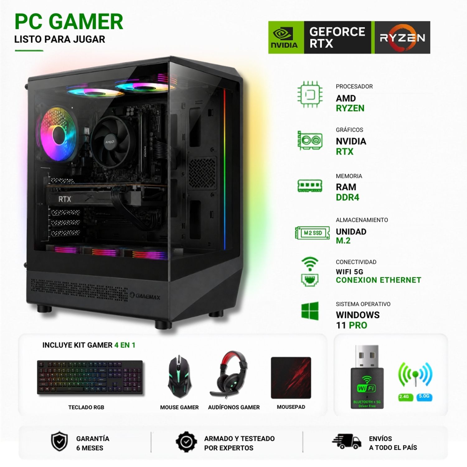 AMD CORP Pc Gamer AMD Ryzen 7 5700X - 32GB RAM - RTX 5060 - 2TB