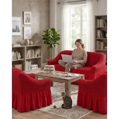 GENERICO - Juego de Fundas Cubre Sillon Turco 3+1+1 con Textura de Burbuja