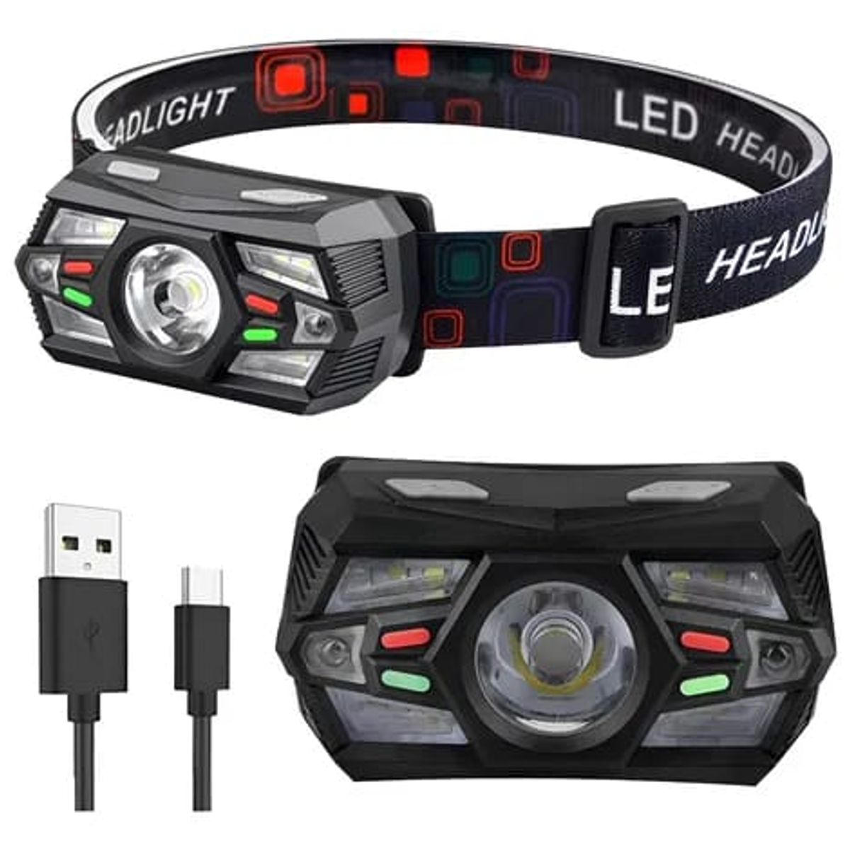 GENERICO - Linterna Frontal Recargable Led Sensor Movimiento Delantero