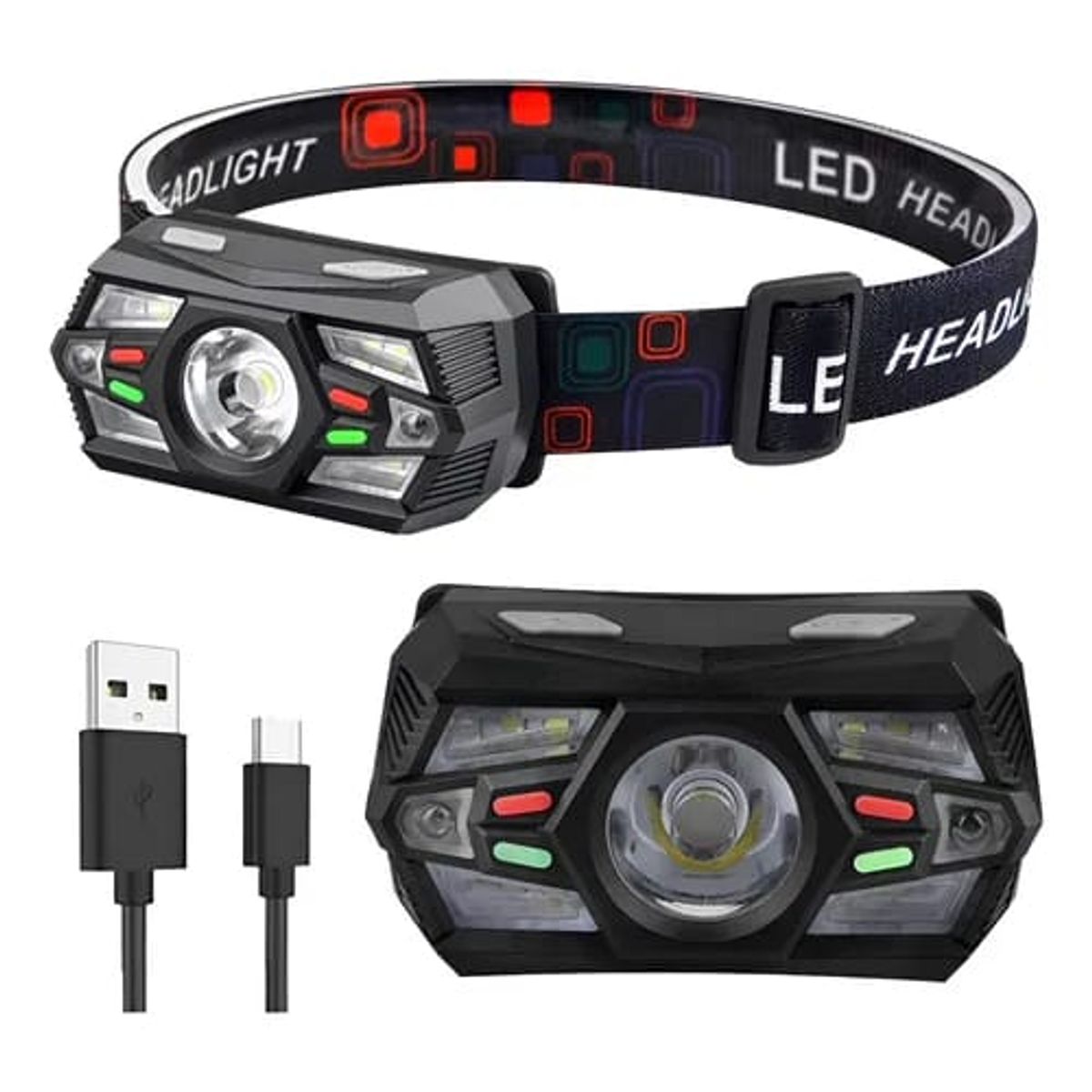 GENERICO - Linterna Frontal Recargable Led Sensor Movimiento Delantero