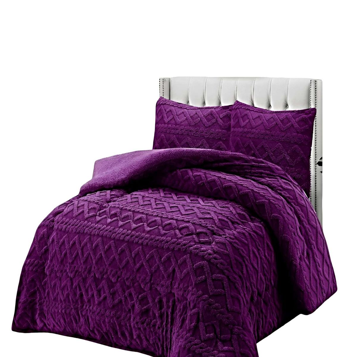 GENERICO - COBERTOR DE INVIERNO CON TEXTURA KING 250X270CM VIOLETA
