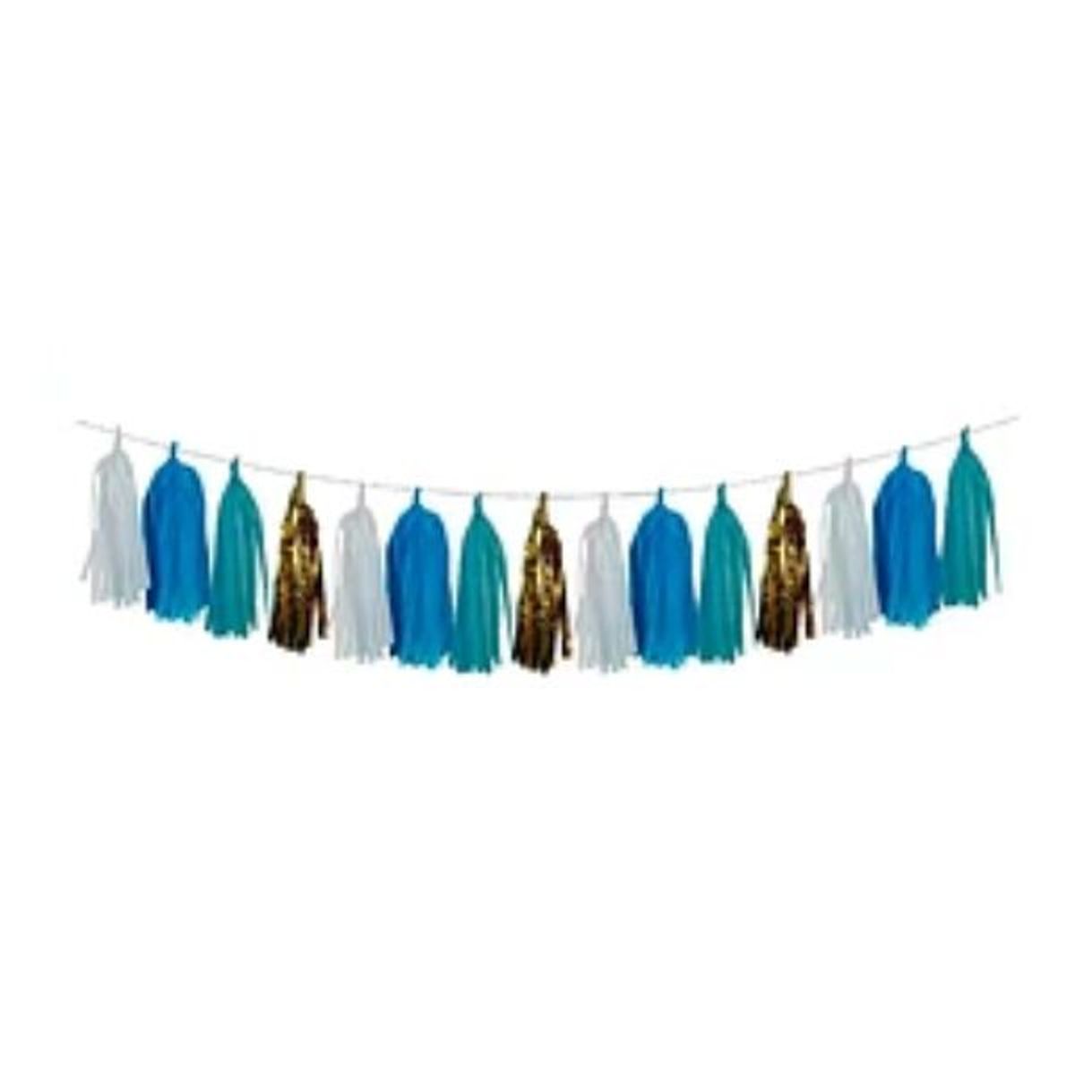 GENERICO - Guirnalda tassel color azul 3m 15pcs