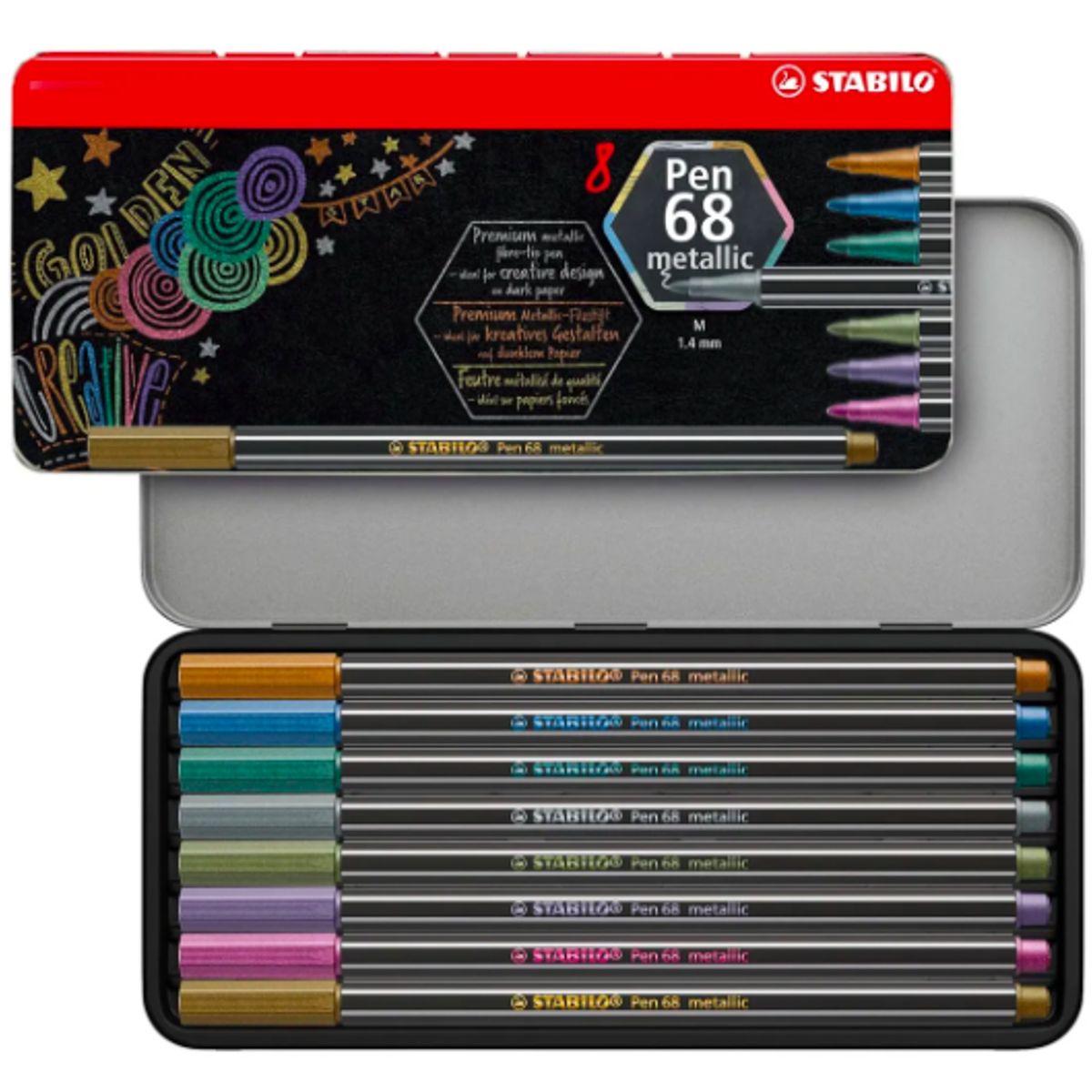 STABILO - Stabilo Tiralineas Pen 68 Metallic Estuche Metal 8 Unidades
