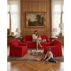 GENERICO - Juego De Fundas De Sillón Turcas 3+1+1 Elásticas Ajustables