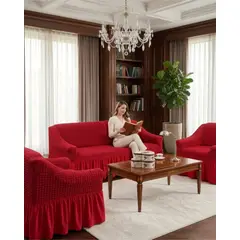GENERICO - Cubre sillon 3+1+1 Diseño Sofisticado Turco con Vuelo Inferior