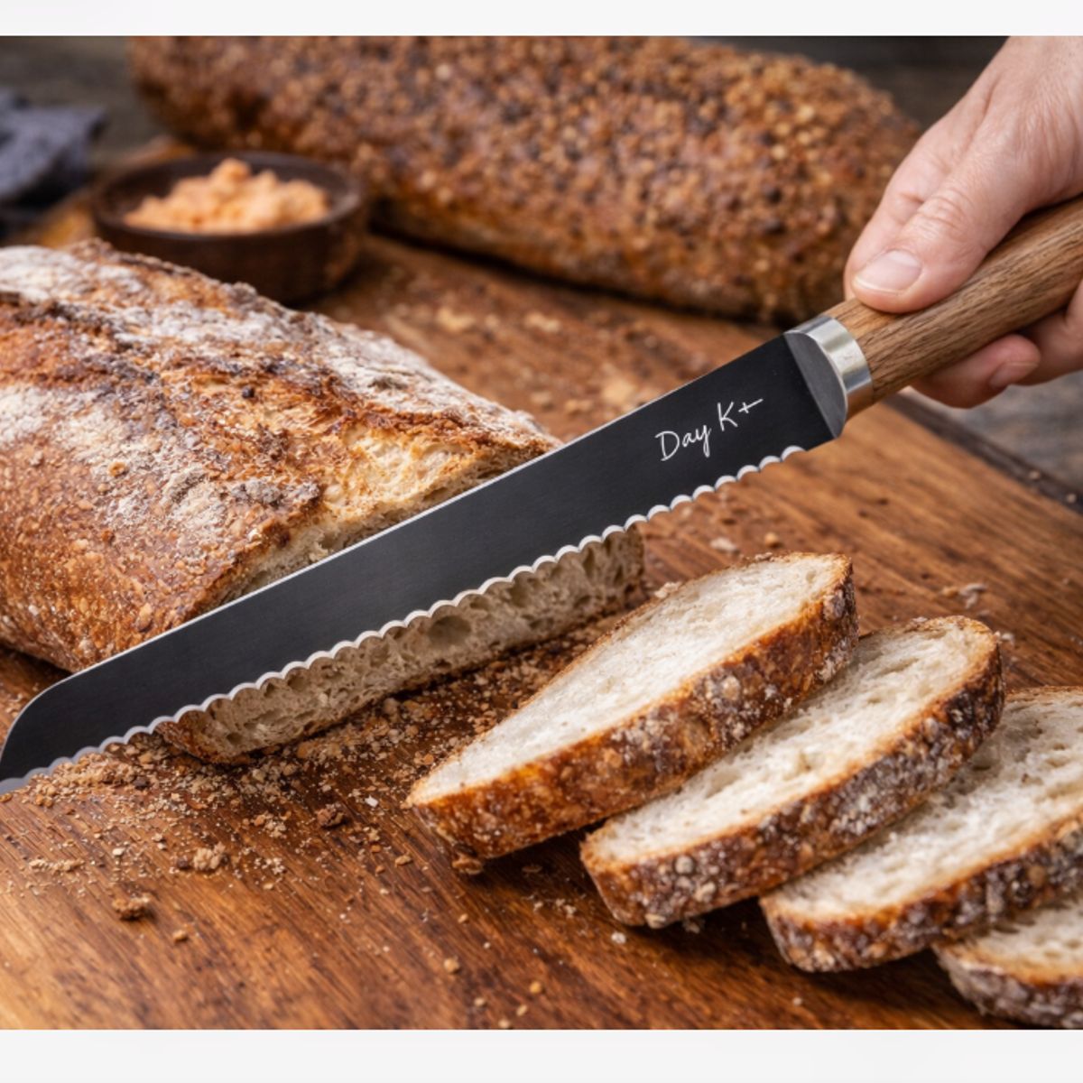 GENERICO - Cuchillo Pan Serrucho 33 Cm Mango Madera Corte Preciso