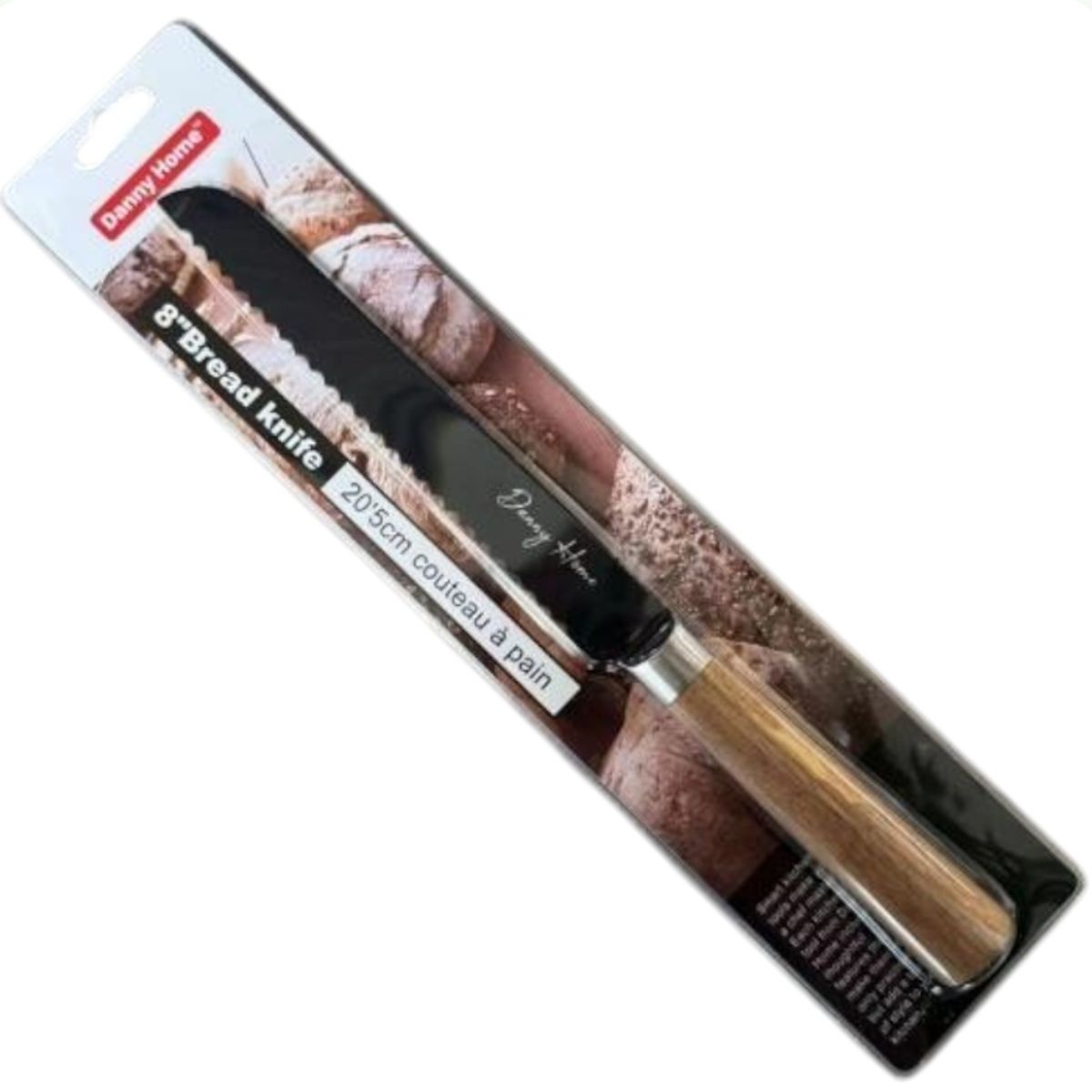 GENERICO - Cuchillo Pan Serrucho 33 Cm Mango Madera Corte Preciso