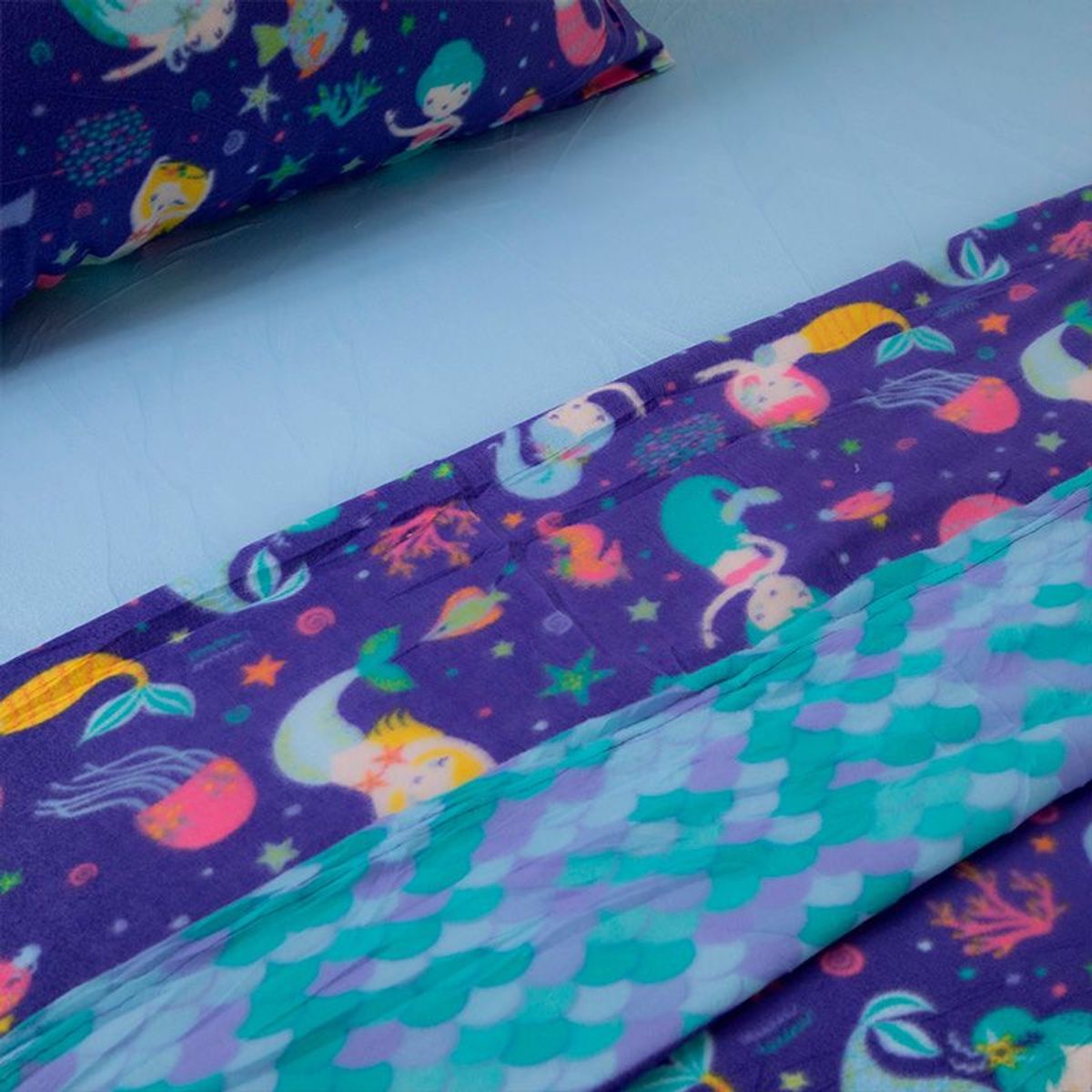 DORAL - SABANAS DE POLAR INFANTIL 1.5 PLAZA ESTAMPADA KIDS SIRENA