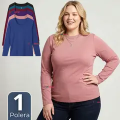 UTILISIMO - Camiseta Polera Bambú Primera Capa Manga Larga Colores Surtidos Mujer
