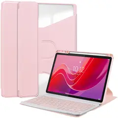 PUREPOWER - Funda giratoria con Teclado para iPad Mini 7 A17 Pro - rosa
