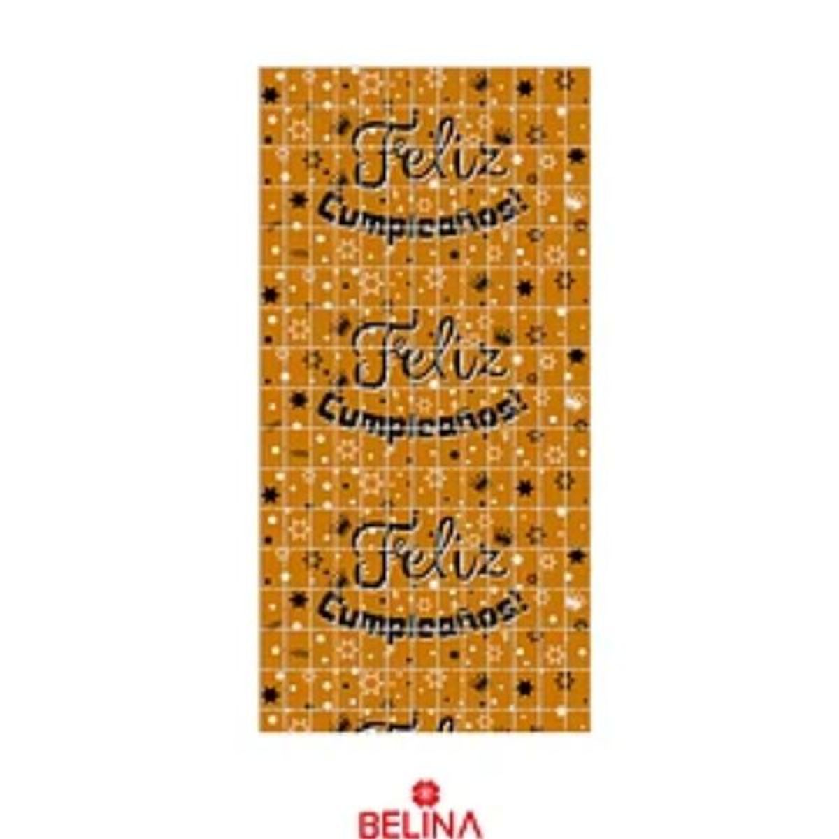 GENERICO - Cortina metálica de cuadros feliz cumpleaños dorada 100x200cm