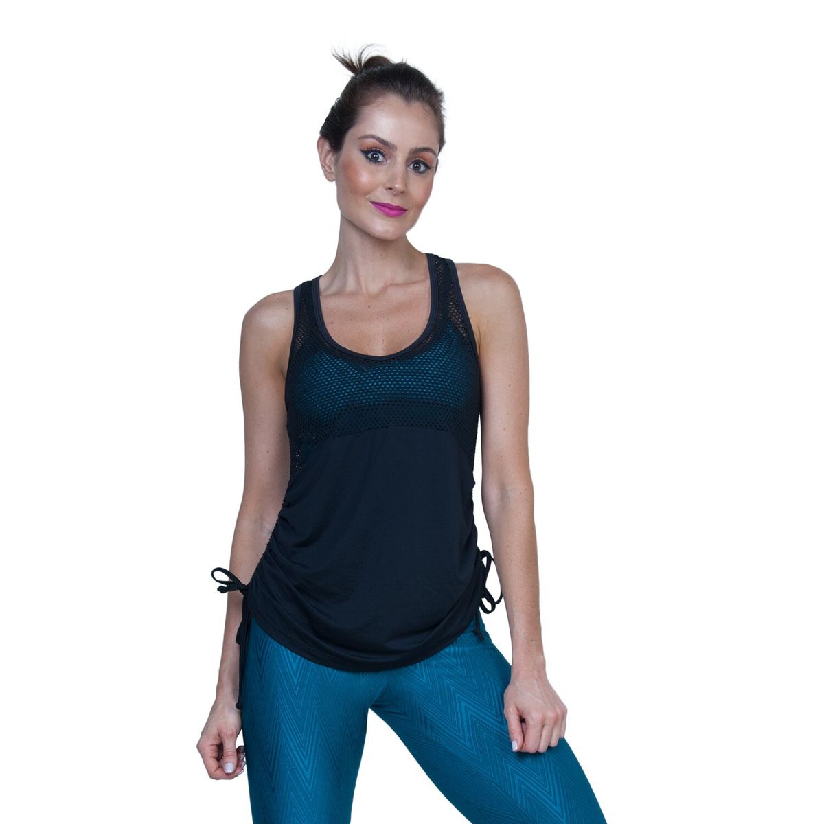 BIA BRAZIL - Polera Dryfit Negra Con Malla Brasil Soo Glam