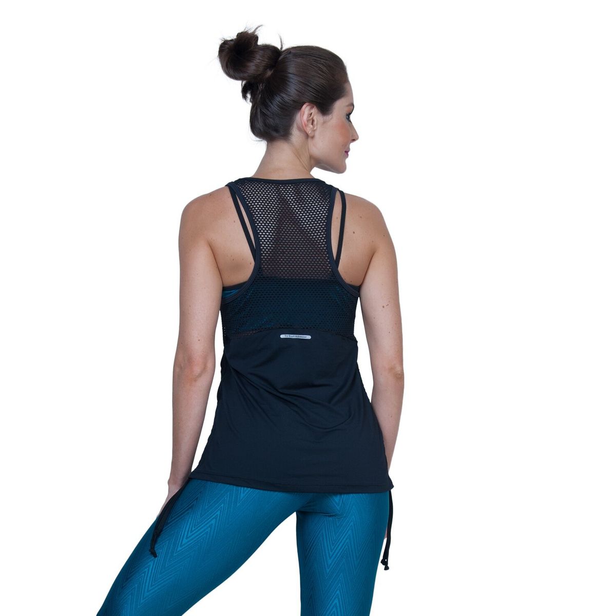 BIA BRAZIL - Polera Dryfit Negra Con Malla Brasil Soo Glam