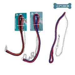 GENERICO - Correa trenzada con cadena para mascota 2.5cm x1.2m Color Aleatorio