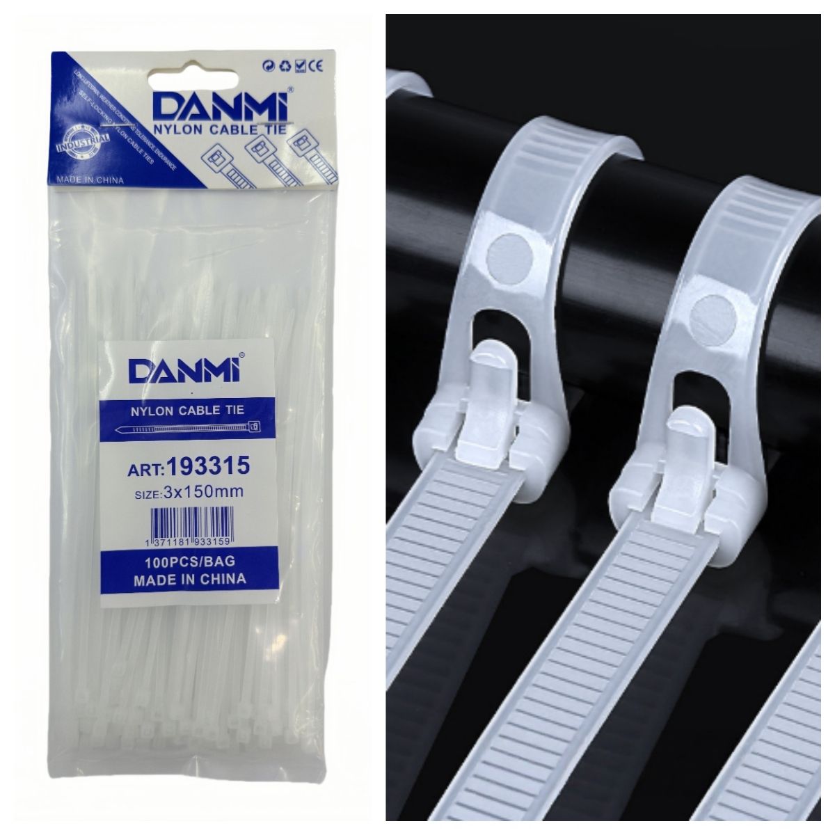 DANMI - Brida Amarra Abrazadera Plástica 3 X 150mm Pack 100  Danmi