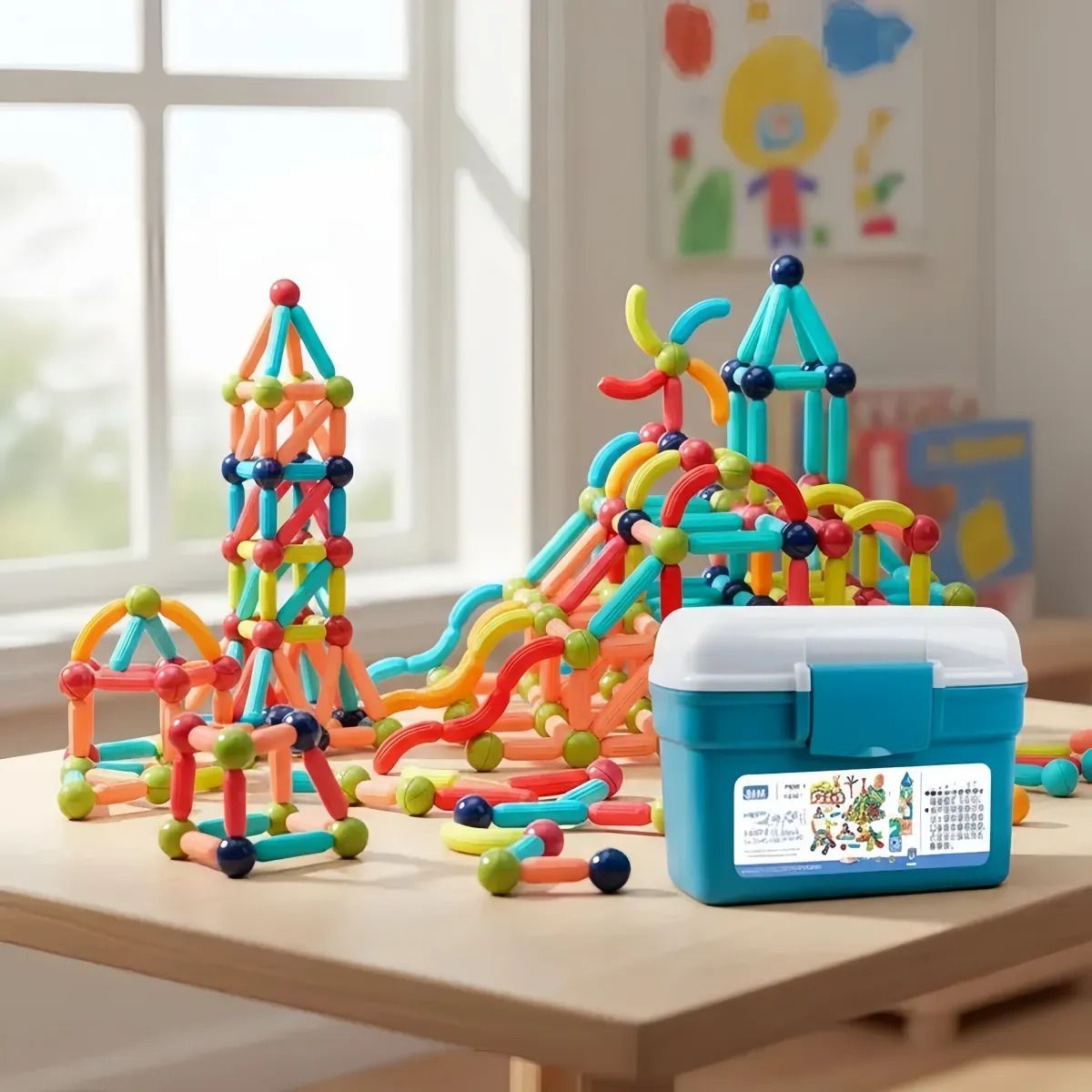 VIDA BUENAS - Juguetes Bloques Construcción Magnéticos 3d  131 Varillas