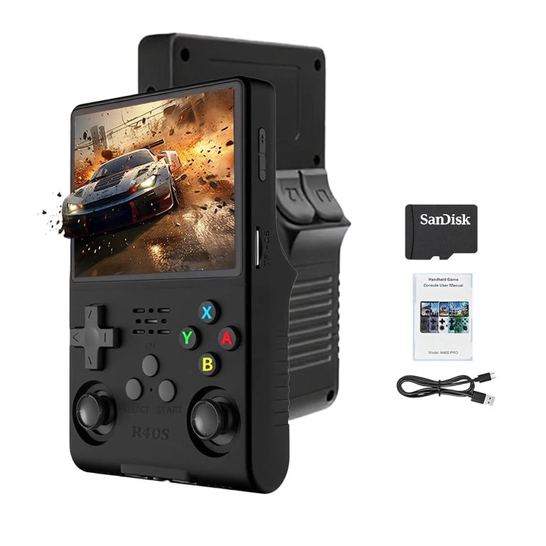 PUREPOWER Mini Consola de Videojuegos Retro Portátil Diseño Compacto 30 Emuladores Pantalla IPS 3.5" 64GB