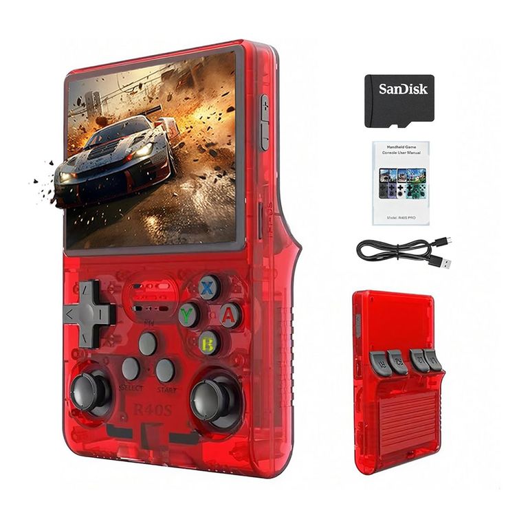 PUREPOWER Mini Consola de Videojuegos Retro Portátil Diseño Compacto 30 Emuladores Pantalla IPS 3.5" 64GB