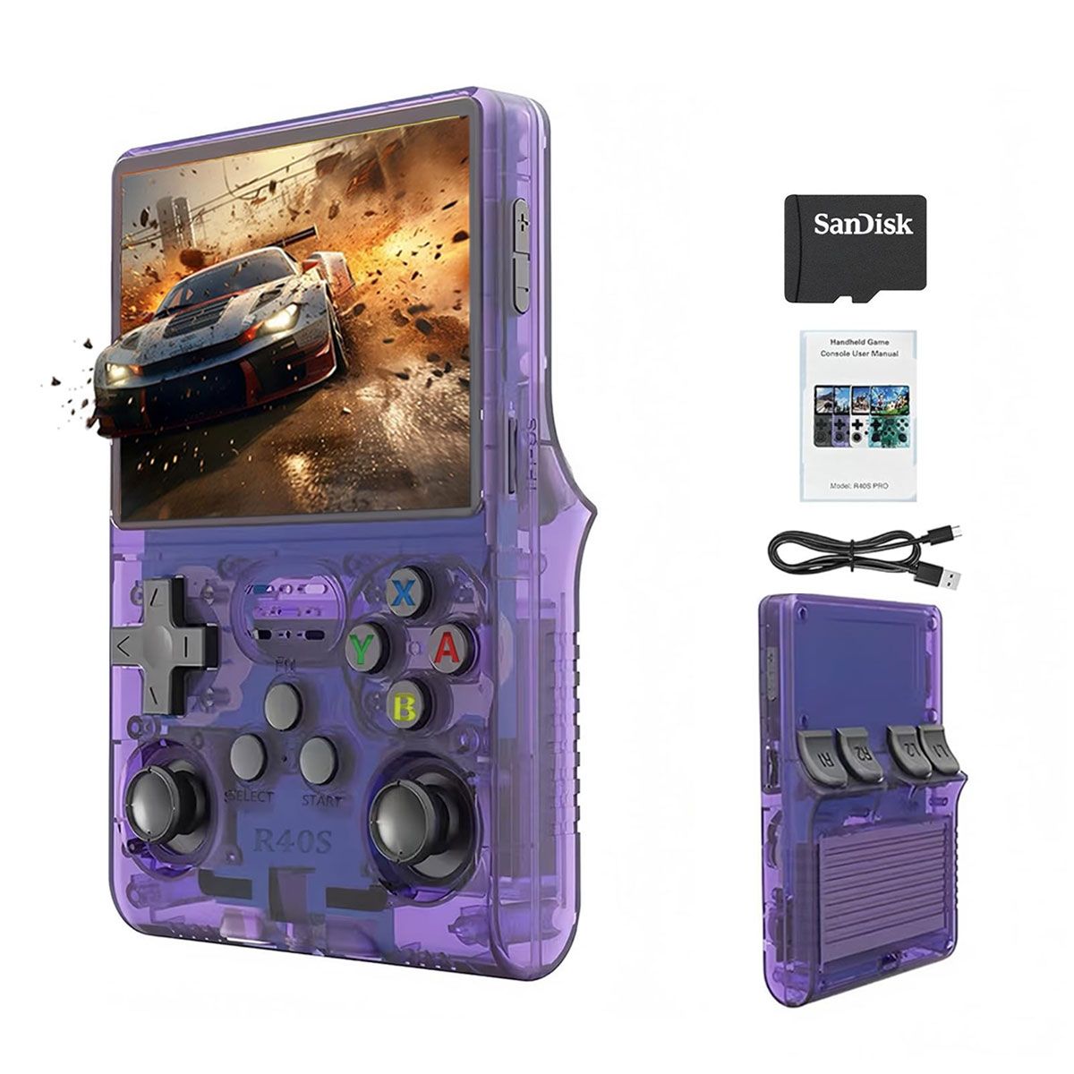 PUREPOWER - Consola de Videojuegos Retro Portátil Diseño Compacto 30 Emuladores Pantalla IPS 3.5" 128GB