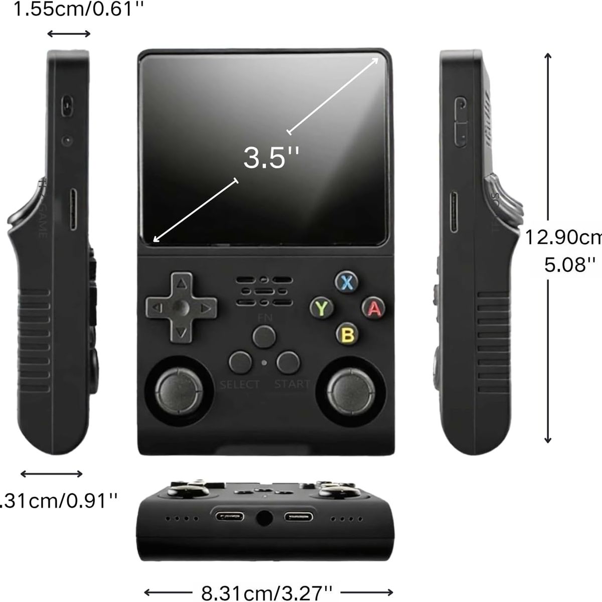 PUREPOWER - Consola de Videojuegos Retro Portátil Diseño Compacto 30 Emuladores Pantalla IPS 3.5" 128GB