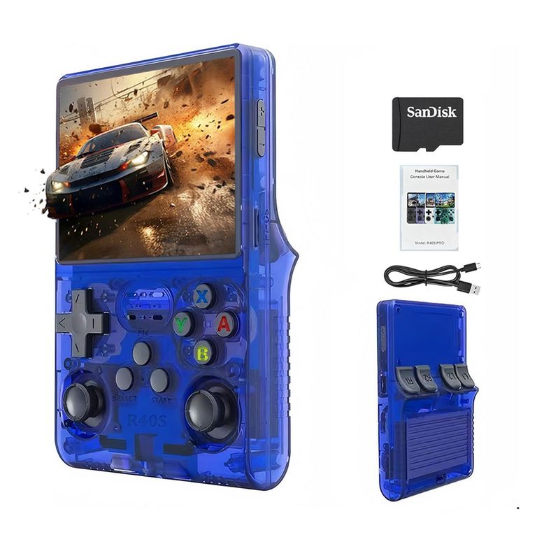 PUREPOWER Consola de Videojuegos Retro Portátil Diseño Compacto 30 Emuladores Pantalla IPS 3.5" 64GB