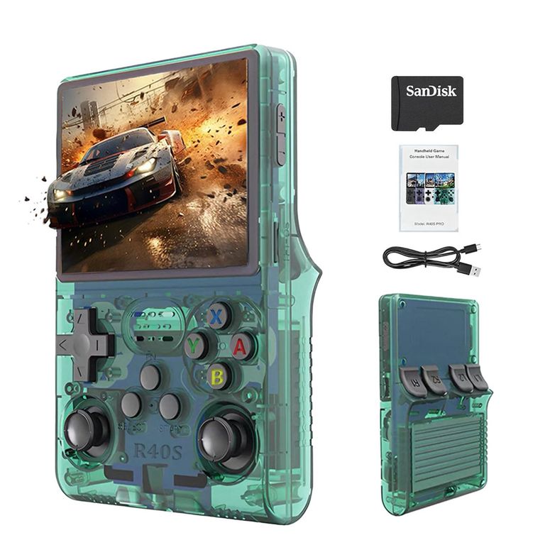 PUREPOWER Consola de Videojuegos Retro Portátil Diseño Compacto 30 Emuladores Pantalla IPS 3.5" 64GB
