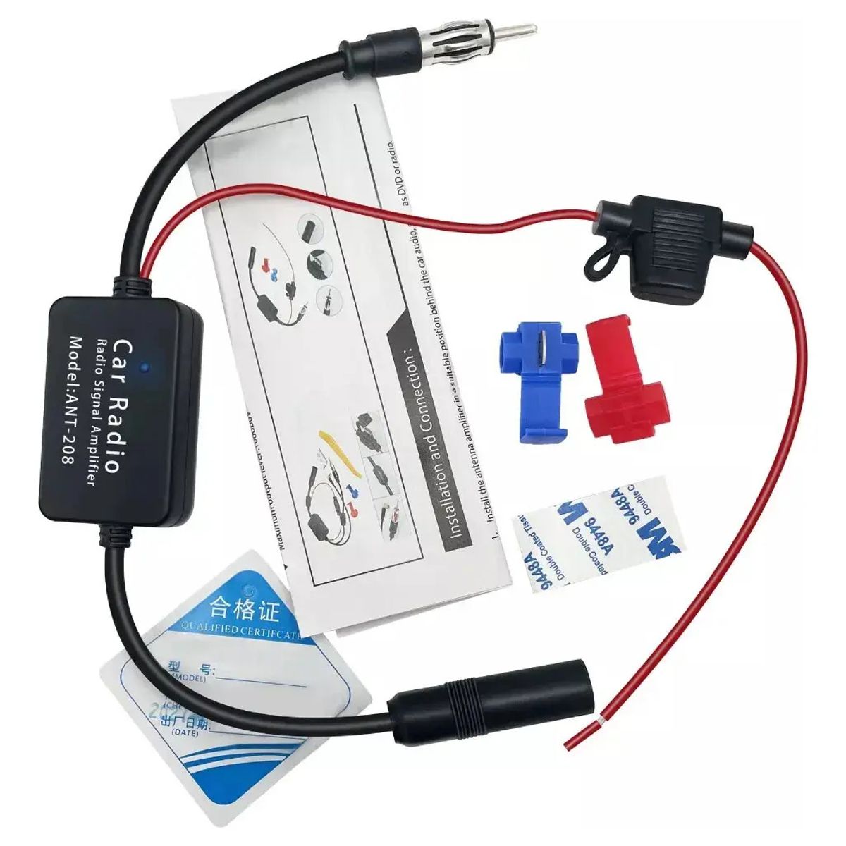 GENERICO - Amplificador De Señal Fm Radio De Auto Universal 12v Ant-208 Negro