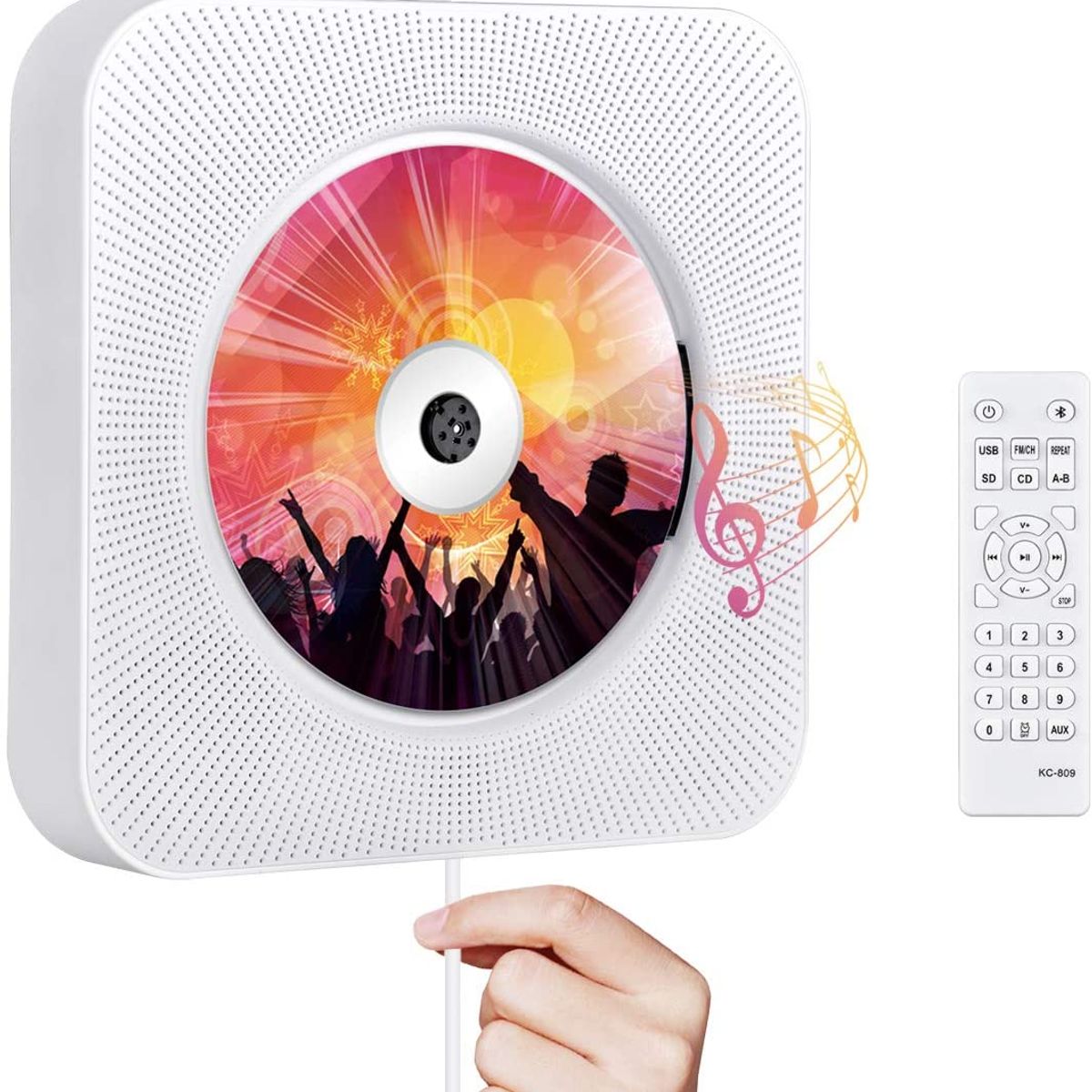 PUREPOWER - Reproductor de CD portátil con Bluetooth para montar en la pared