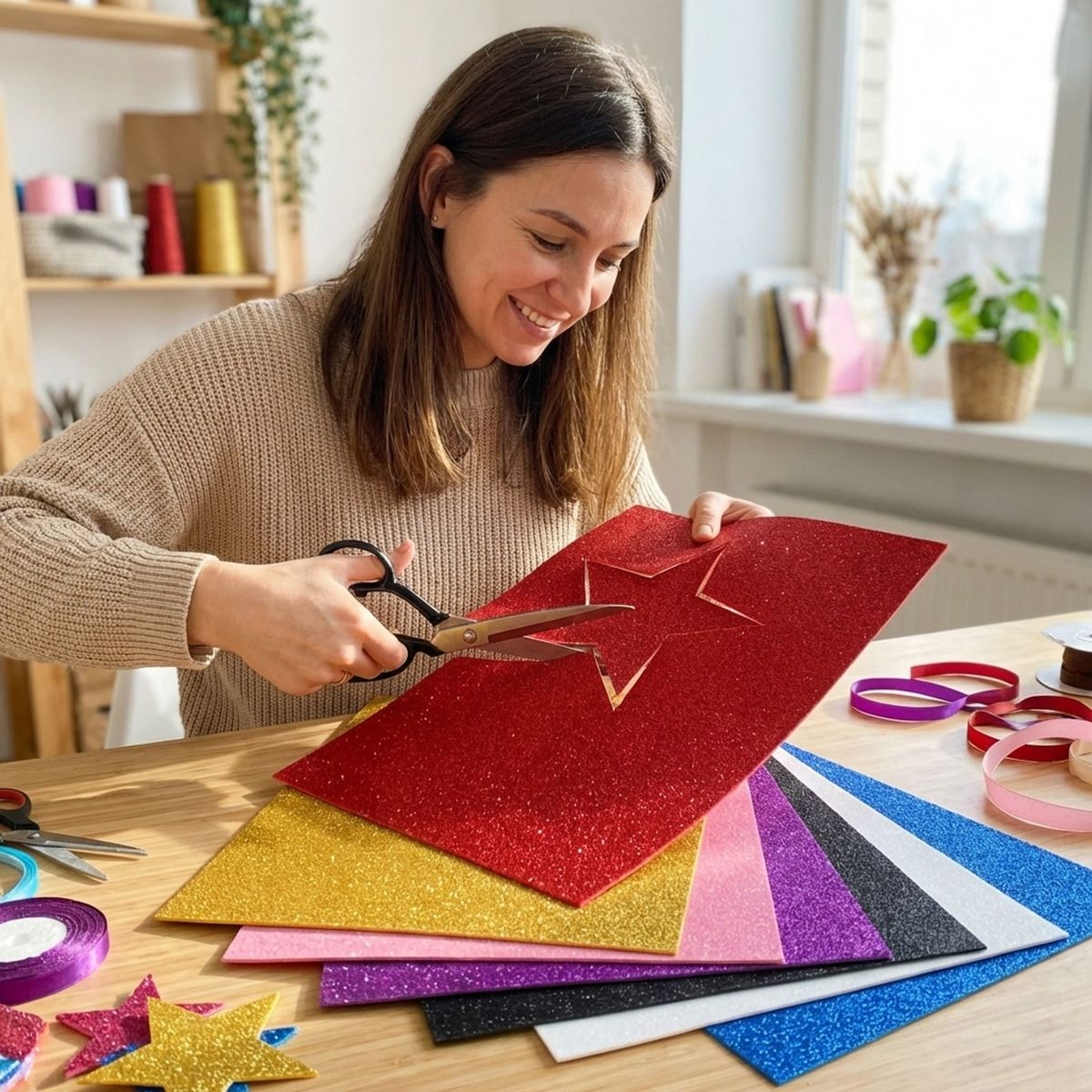 GENERICO - Foam Artístico Brillante 40x60cm - 10 Uds, Ideal para Manualidades Creativas