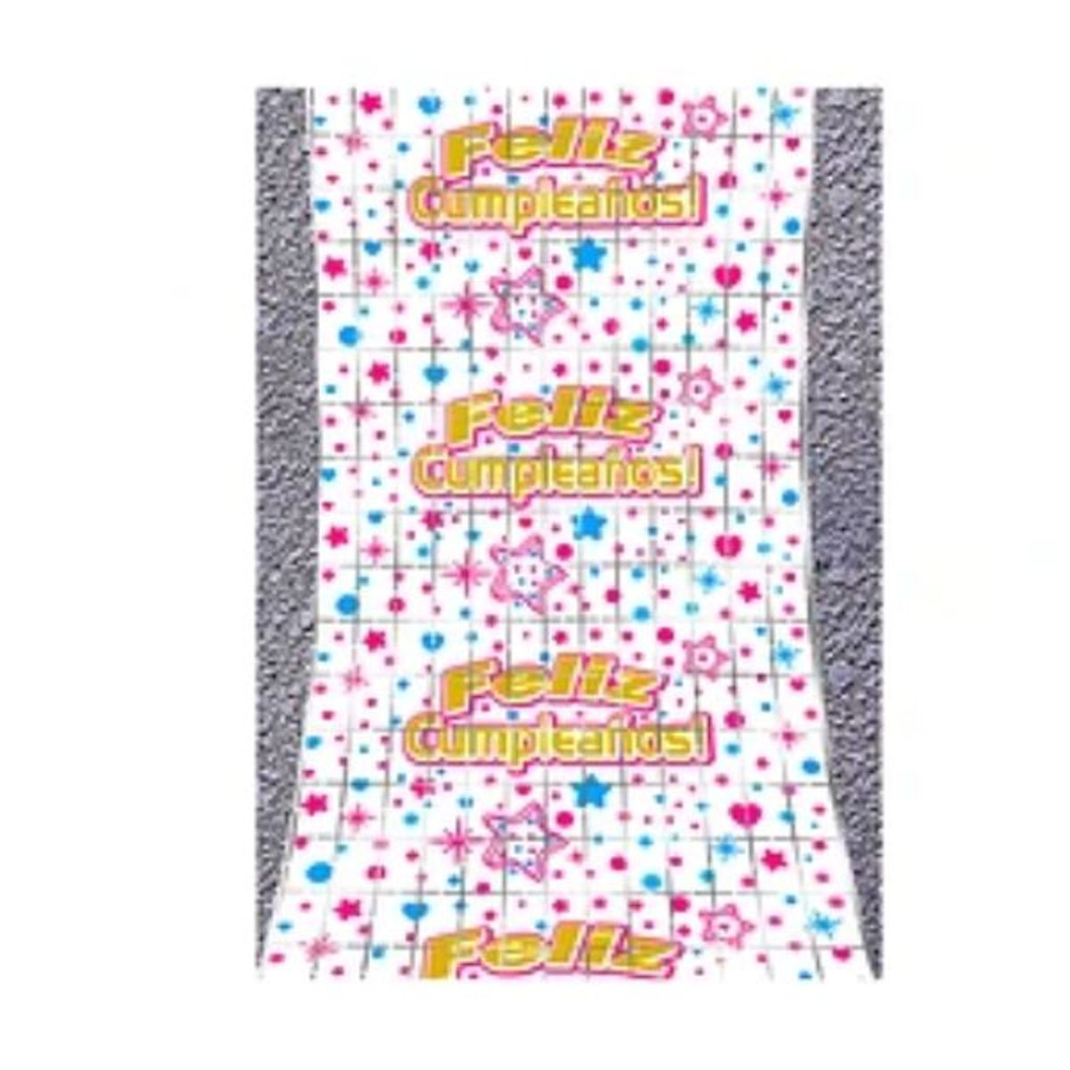 GENERICO - Cortina blanca feliz cumpleaños con estrellas 100x200cm