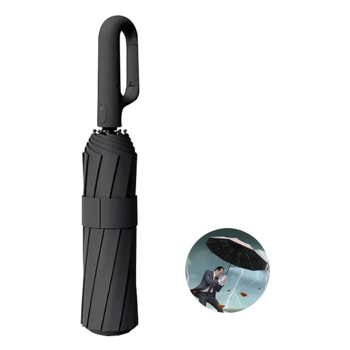 GENERICO - Plegable Paraguas Automático Antivendaval 10 Huesos Colgable
