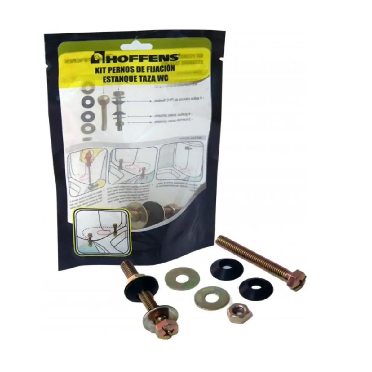 HOFFENS - Kit Pernos Fijacion Estanque Wc Acero Zincado 2 Piezas