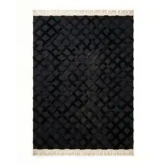 GENERICO - ALFOMBRA JACQUARD 150 X 200 DECORATIVA COLOR NEGRO 3