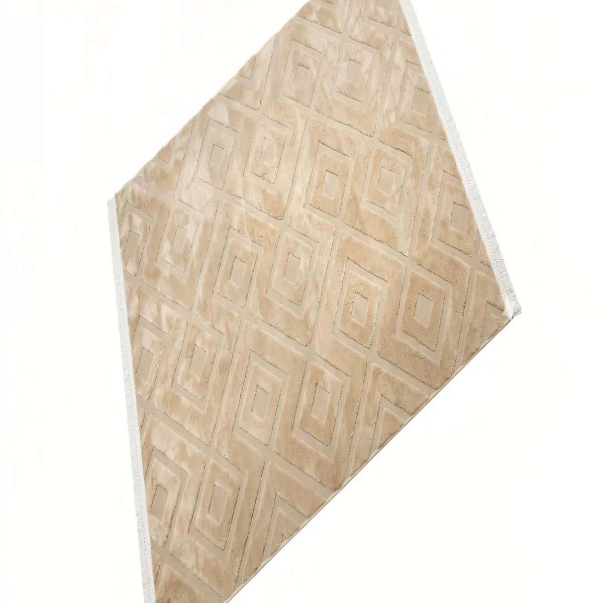 GENERICO - ALFOMBRA JACQUARD 180 X 200 DECORATIVA COLOR BEIGE 3