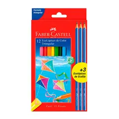 FABER-CASTELL - Lapices de colores triangular 12 und + 3 grafitos FABER CASTELL