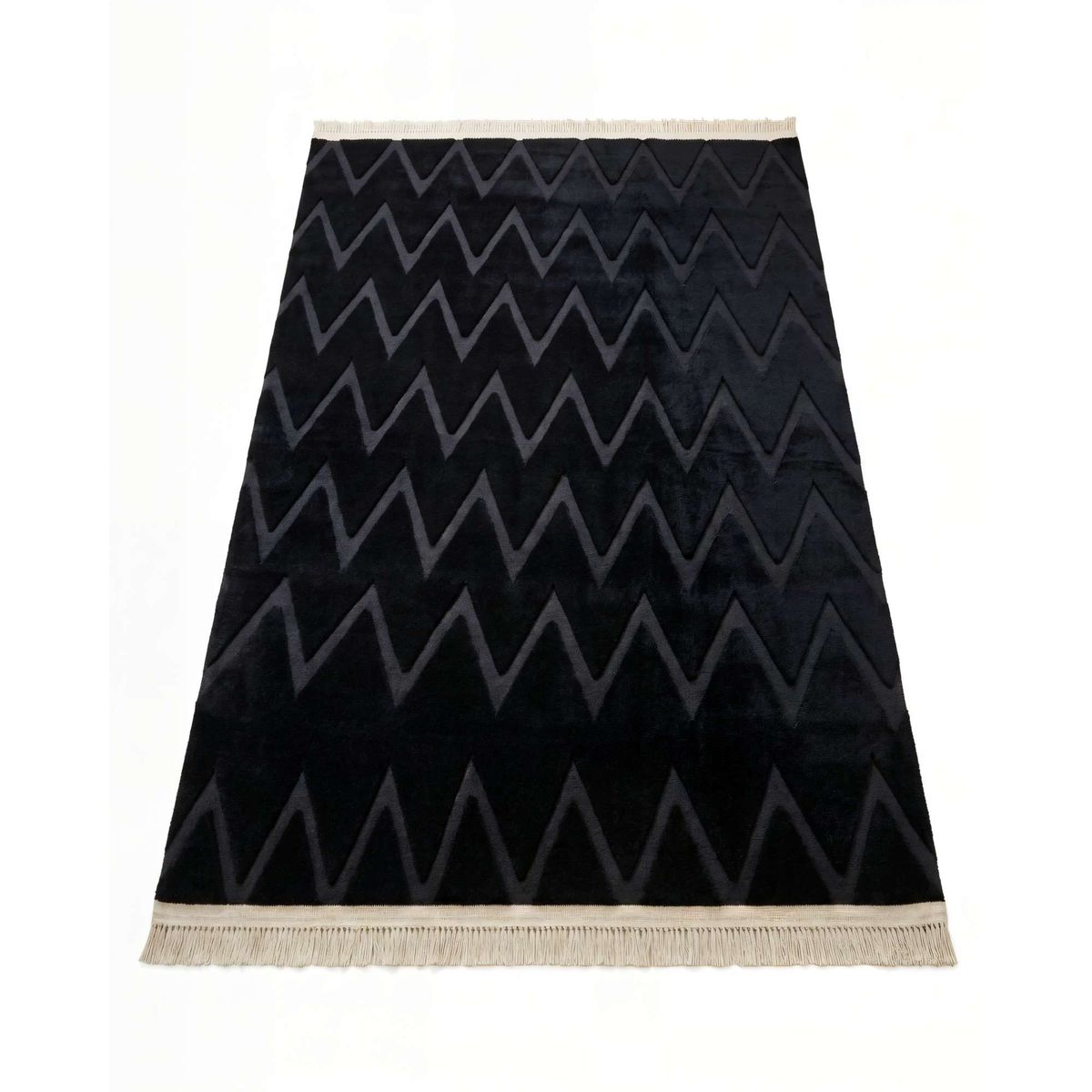 GENERICO - ALFOMBRA 150 X 200 JACQUARD DECORATIVA COLOR NEGRO 2