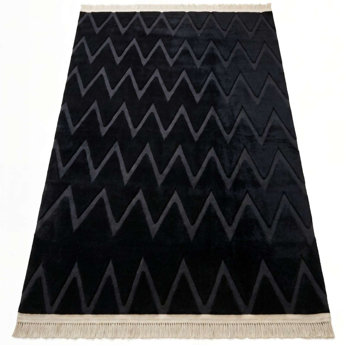 GENERICO - ALFOMBRA 180 X 200 JACQUARD DECORATIVA COLOR NEGRO 2