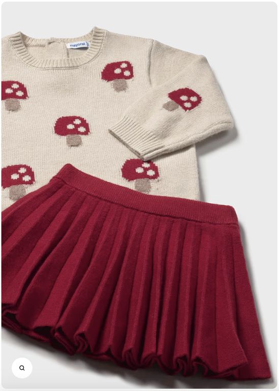 Conjunto Falda y jersey de punto. Rojo 12 MESES