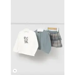 MAYORAL - Conjunto 3 piezas, falda, rebeca y camiseta.