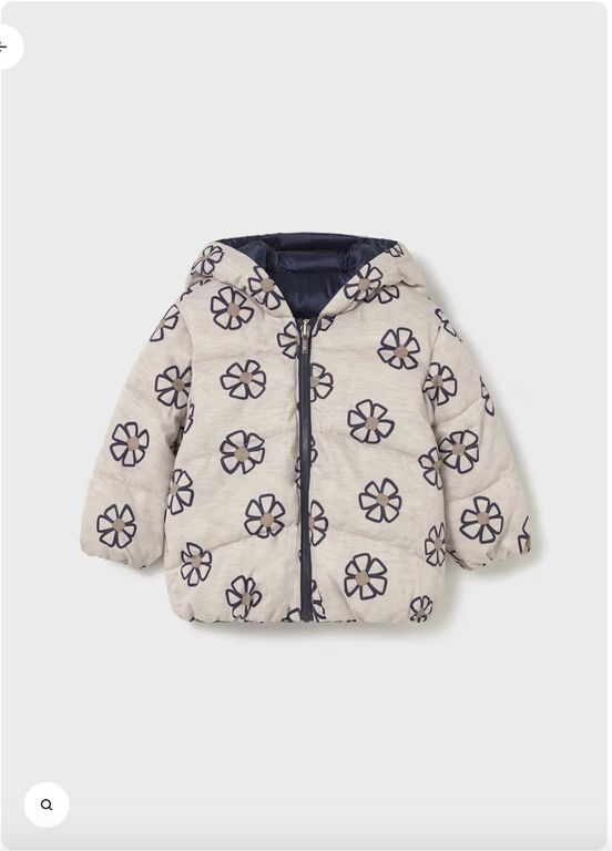 Chaqueta acolchada reversible flores Azul Marino 4 ANOS