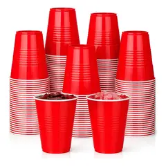 PASTELERIUSCL - 100 Vasos Plasticos Vaso Desechable Grande Bicolor 16oz 473ml Rojo 473 Ml