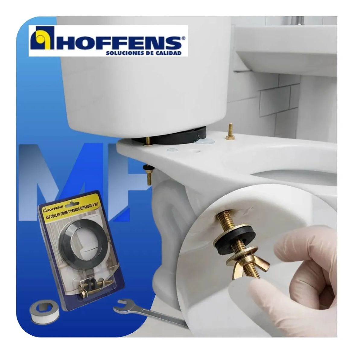 HOFFENS - Kit Reparación Wc Estanque A Taza Goma Esponja + Pernos Zinc
